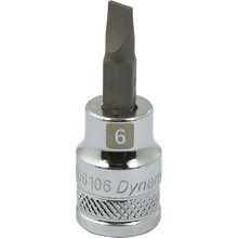 Gray Tools D006106 - 3/8" Drive Slotted Head, Sl6 Bit Standard Length, Chrome Finish Socket