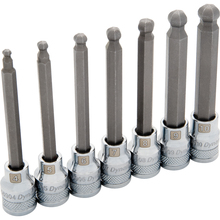 Gray Tools D010025 - 3/8" Drive 7 Piece Metric, Long Ball Nose, Hex Socket Set, 4mm -10mm