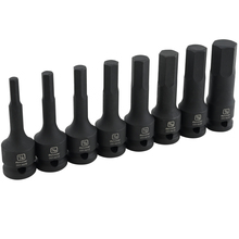 Gray Tools D018102 - 1/2" Drive 8 Piece SAE Hex Head Bit Impact Socket Set