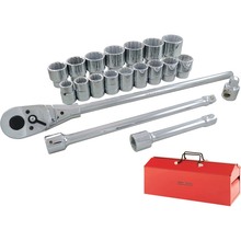 Gray Tools HD21 - 22 Piece 3/4" Drive, 12 Point, SAE Chrome Socket & Attachment Set