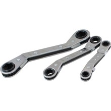 Gray Tools MROB30 - 3 Piece 6 Point Metric, 25° Offset Ratcheting Box Wrench, 7mmx8mm - 13mmx14mm