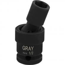 Gray Tools PHU16 - 1/2" X 1/2" Drive, 6 Point Standard Length, Universal Joint Socket, Black Impact