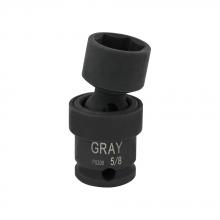 Gray Tools PU200 - 5/8" X 3/8" Drive, 6 Point Standard Length, Universal Joint Socket, Black Impact