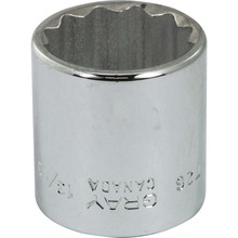 Gray Tools T26 - 13/16" X 3/8" Drive, 12 Point Standard Length, Chrome Finish Socket