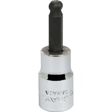 Gray Tools TWM8 - 1/4" X 3/8" Drive Magnetic Ball End Hex Head, Chrome Finish Socket