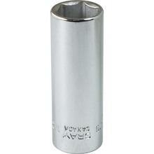 Gray Tools VL16 - 1/2" X 1/4" Drive 6 Point, Deep Length, Chrome Finish Socket