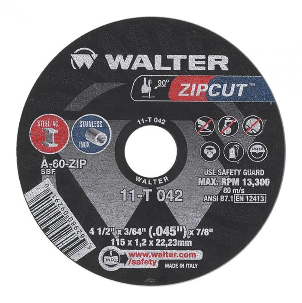 ZIPCUT 4.5X3/64X7/8&#39;&#39; T1 CUT-OFF WHEEL<span class=' ItemWarning' style='display:block;'>Item is usually in stock, but we&#39;ll be in touch if there&#39;s a problem<br /></span>