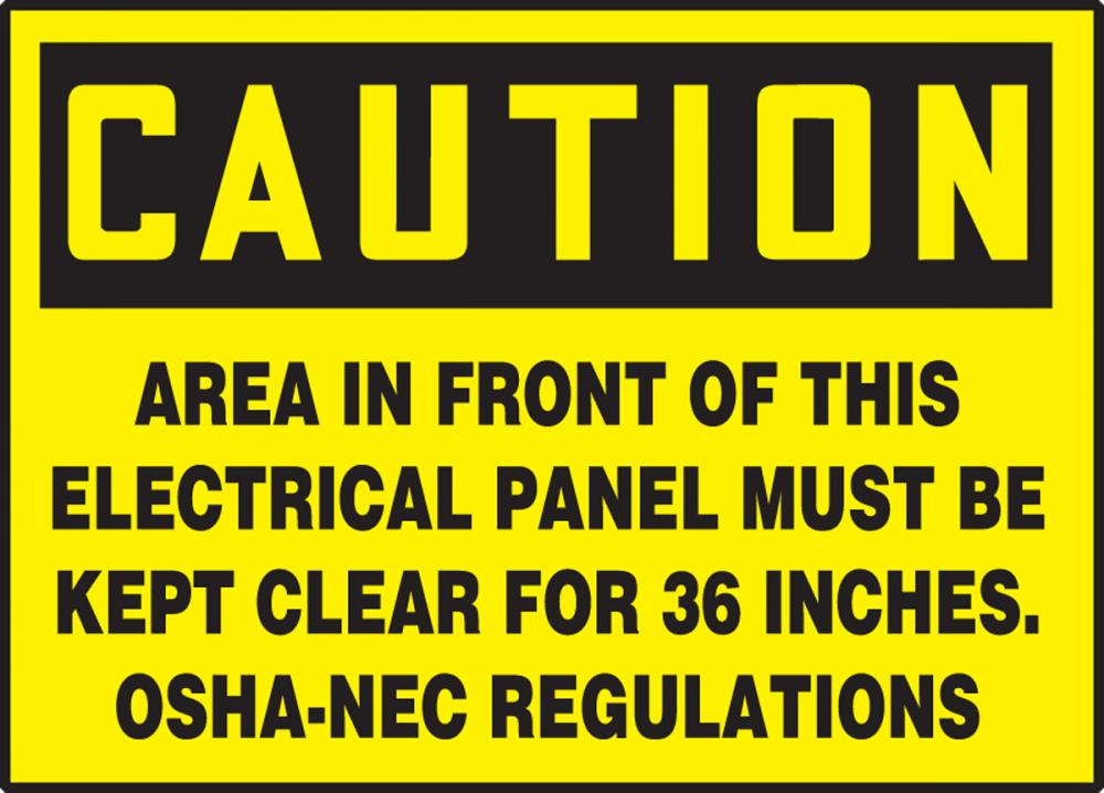 Safety Label, CAUTION AREA IN FRONT OF THIS ELECTRICAL..., 3 1/2&#34; x 5&#34;, Dura-Vinylâ„¢<span class=' ItemWarning' style='display:block;'>Item is usually in stock, but we&#39;ll be in touch if there&#39;s a problem<br /></span>