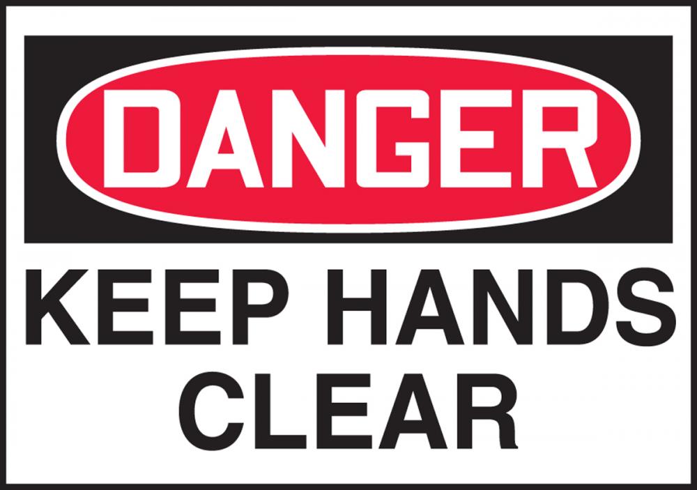 Safety Label, DANGER KEEP HANDS CLEAR, 3 1/2&#34; x 5&#34;, Dura-Vinylâ„¢<span class=' ItemWarning' style='display:block;'>Item is usually in stock, but we&#39;ll be in touch if there&#39;s a problem<br /></span>