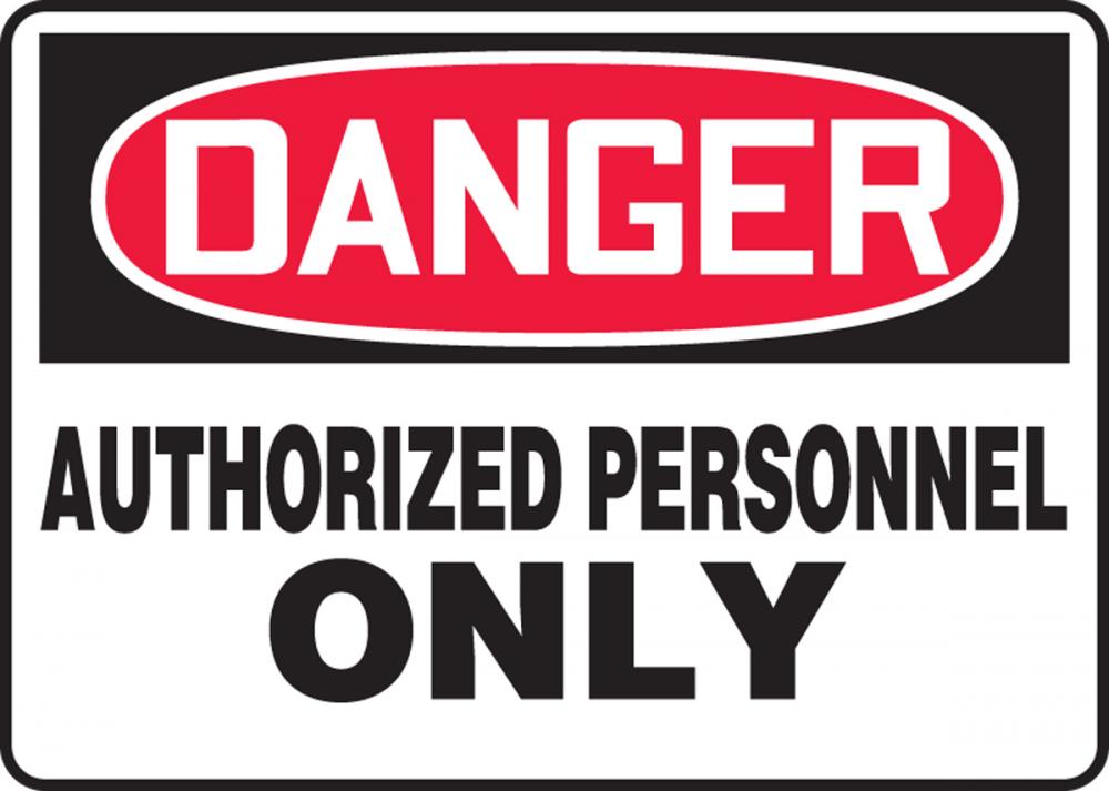 Safety Sign, DANGER AUTHORIZED PERSONNEL ONLY, 7&#34; x 10&#34;, Adhesive Vinyl<span class=' ItemWarning' style='display:block;'>Item is usually in stock, but we&#39;ll be in touch if there&#39;s a problem<br /></span>