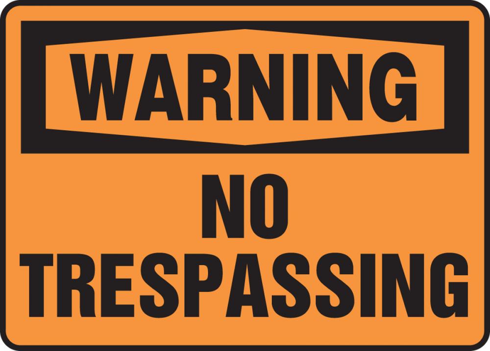 Safety Sign, WARNING NO TRESPASSING, 7&#34; x 10&#34;, Adhesive Vinyl<span class=' ItemWarning' style='display:block;'>Item is usually in stock, but we&#39;ll be in touch if there&#39;s a problem<br /></span>