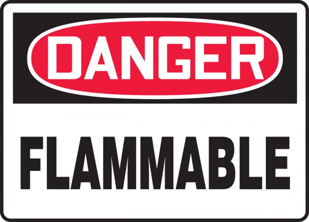 Safety Sign, DANGER FLAMMABLE, 7&#34; x 10&#34;, Adhesive Vinyl<span class=' ItemWarning' style='display:block;'>Item is usually in stock, but we&#39;ll be in touch if there&#39;s a problem<br /></span>