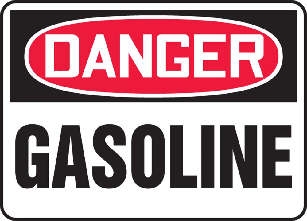 Safety Sign, DANGER GASOLINE, 7&#34; x 10&#34;, Adhesive Vinyl<span class=' ItemWarning' style='display:block;'>Item is usually in stock, but we&#39;ll be in touch if there&#39;s a problem<br /></span>