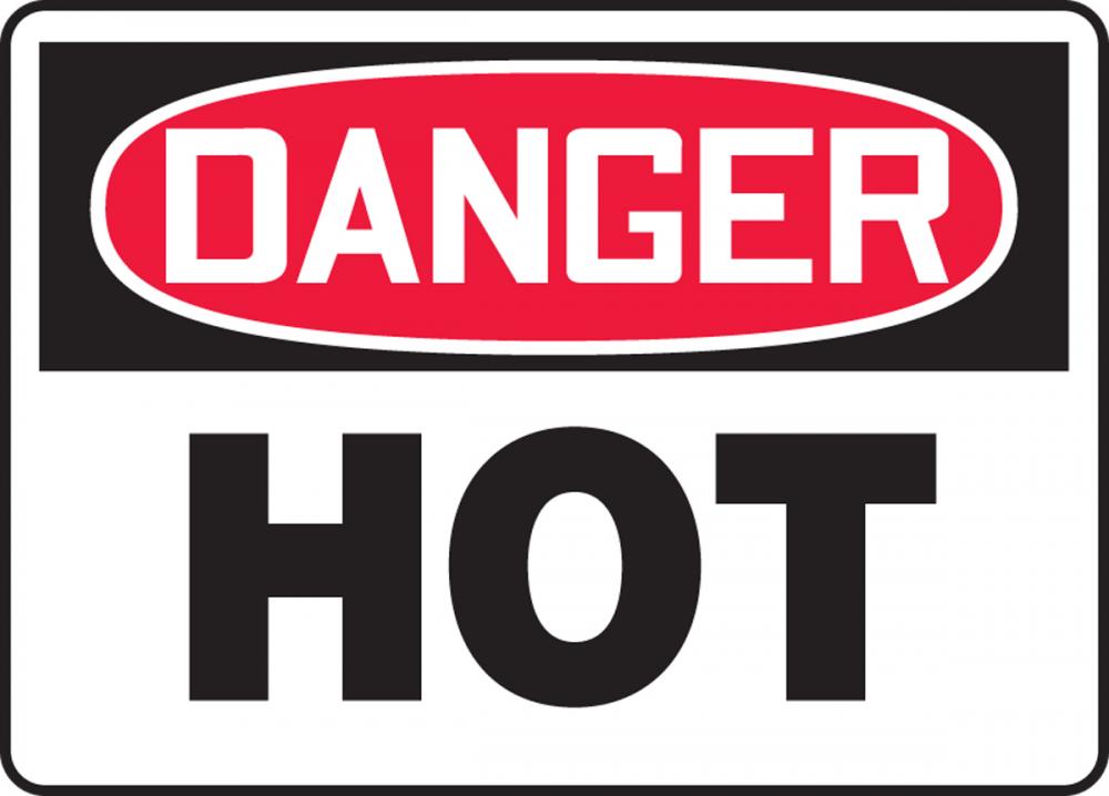 Safety Sign, DANGER HOT, 7&#34; x 10&#34;, Adhesive Vinyl<span class=' ItemWarning' style='display:block;'>Item is usually in stock, but we&#39;ll be in touch if there&#39;s a problem<br /></span>