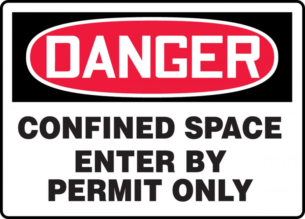 Safety Sign, DANGER CONFINED SPACE ENTER BY PERMIT ONLY, 7&#34; x 10&#34;, Adhesive Vinyl<span class=' ItemWarning' style='display:block;'>Item is usually in stock, but we&#39;ll be in touch if there&#39;s a problem<br /></span>