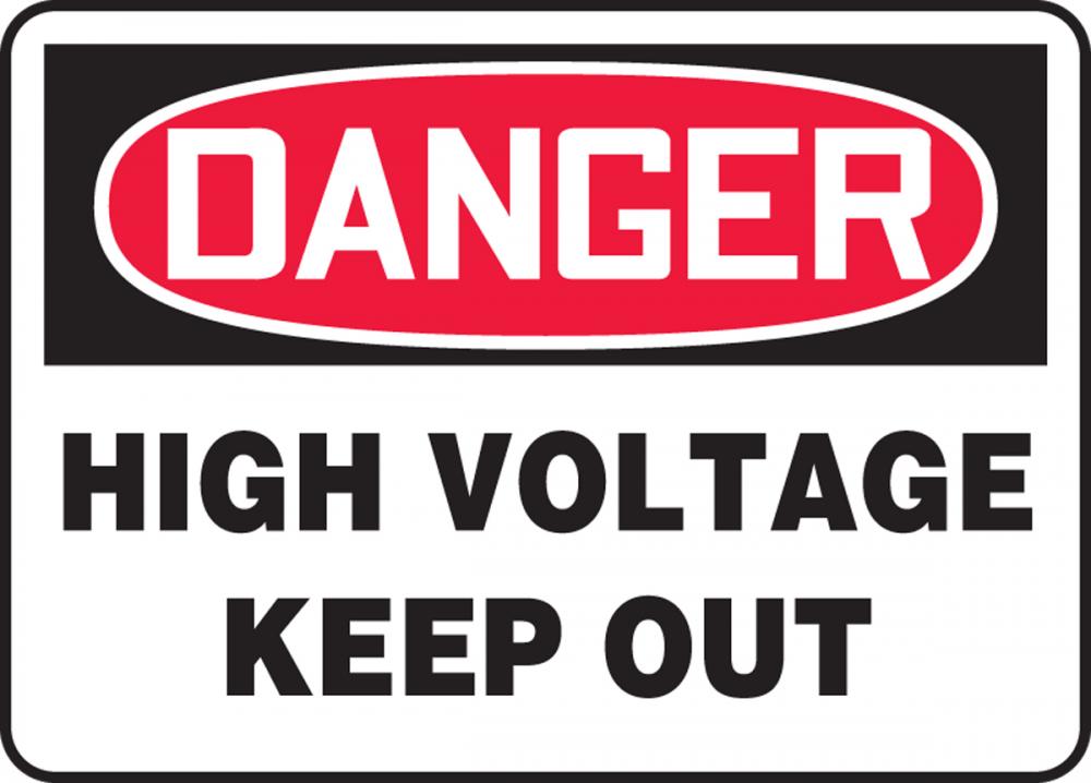 Safety Sign, DANGER HIGH VOLTAGE KEEP OUT, 7&#34; x 10&#34;, Adhesive Vinyl<span class=' ItemWarning' style='display:block;'>Item is usually in stock, but we&#39;ll be in touch if there&#39;s a problem<br /></span>