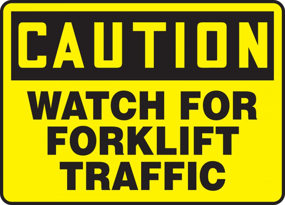 Safety Sign, CAUTION WATCH FOR FORKLIFT TRAFFIC, 7&#34; x 10&#34;, Adhesive Vinyl<span class=' ItemWarning' style='display:block;'>Item is usually in stock, but we&#39;ll be in touch if there&#39;s a problem<br /></span>