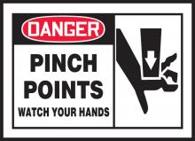 Accuform LEQM017XVE - Safety Label, DANGER PINCH POINTS WATCH YOUR HANDS, 3 1/2" x 5", Dura-Vinylâ„¢