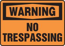 Accuform MADM313VS - Safety Sign, WARNING NO TRESPASSING, 7" x 10", Adhesive Vinyl