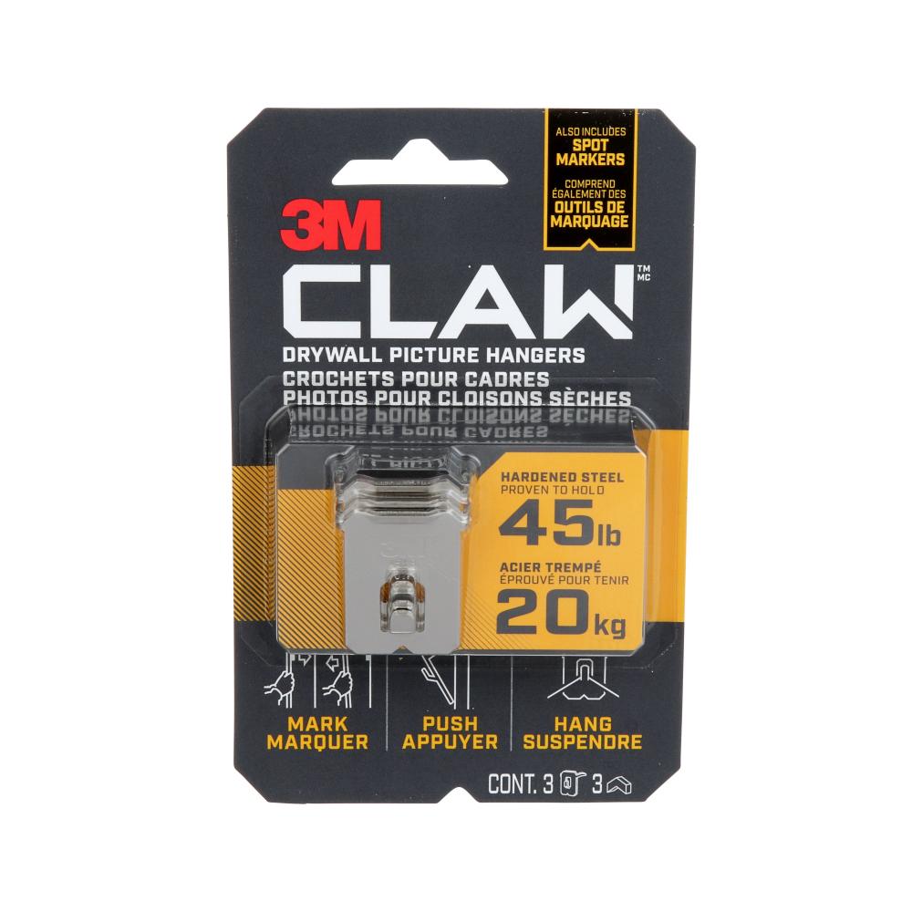 3M™ CLAW Drywall Picture Hanger with Temporary Spot Marker 3PH45M-3EF<span class=' ItemWarning' style='display:block;'>Item is usually in stock, but we&#39;ll be in touch if there&#39;s a problem<br /></span>