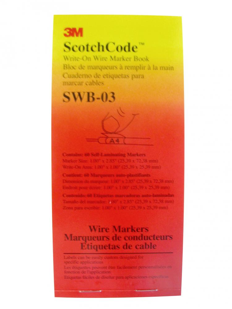 3M™ ScotchCode™ Write-On Wire Marker Book, SWB-3, white, 1 in x 2.85 in (2.54 cm x 7.24 cm)<span class=' ItemWarning' style='display:block;'>Item is usually in stock, but we&#39;ll be in touch if there&#39;s a problem<br /></span>