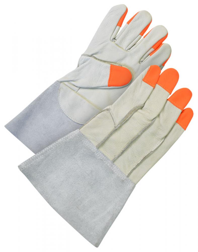 Grain Cowhide Utility Glove Gauntlet Hi-Viz Fingertips<span class=' ItemWarning' style='display:block;'>Item is usually in stock, but we&#39;ll be in touch if there&#39;s a problem<br /></span>