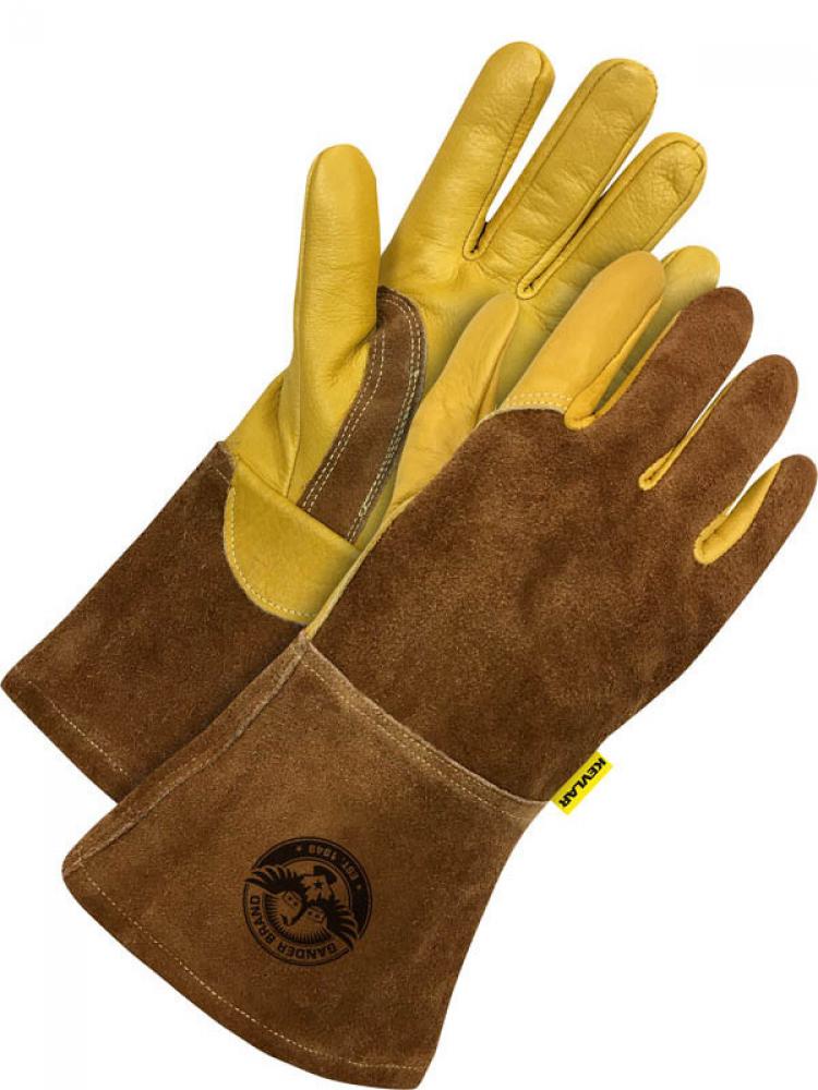 Gander Brand Gold Grain/Brown Split Cowhide Kevlar Lined<span class=' ItemWarning' style='display:block;'>Item is usually in stock, but we&#39;ll be in touch if there&#39;s a problem<br /></span>