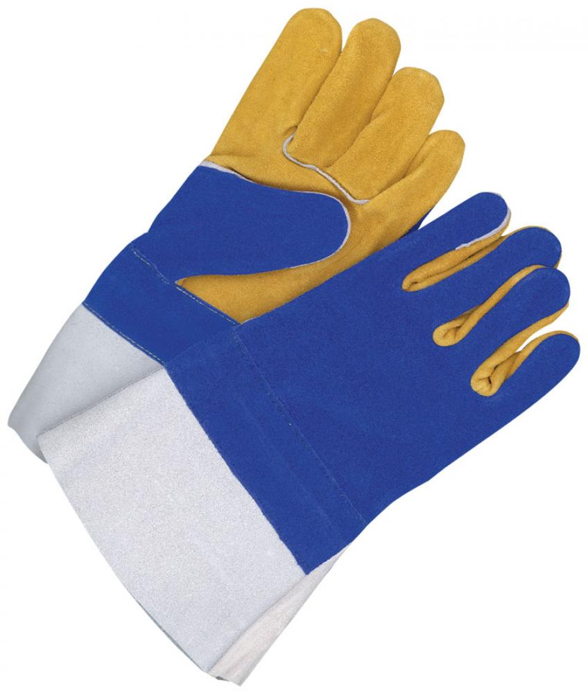 Welding Glove Split Leather Gauntlet Kevlar Sewn Blue/Gold<span class=' ItemWarning' style='display:block;'>Item is usually in stock, but we&#39;ll be in touch if there&#39;s a problem<br /></span>