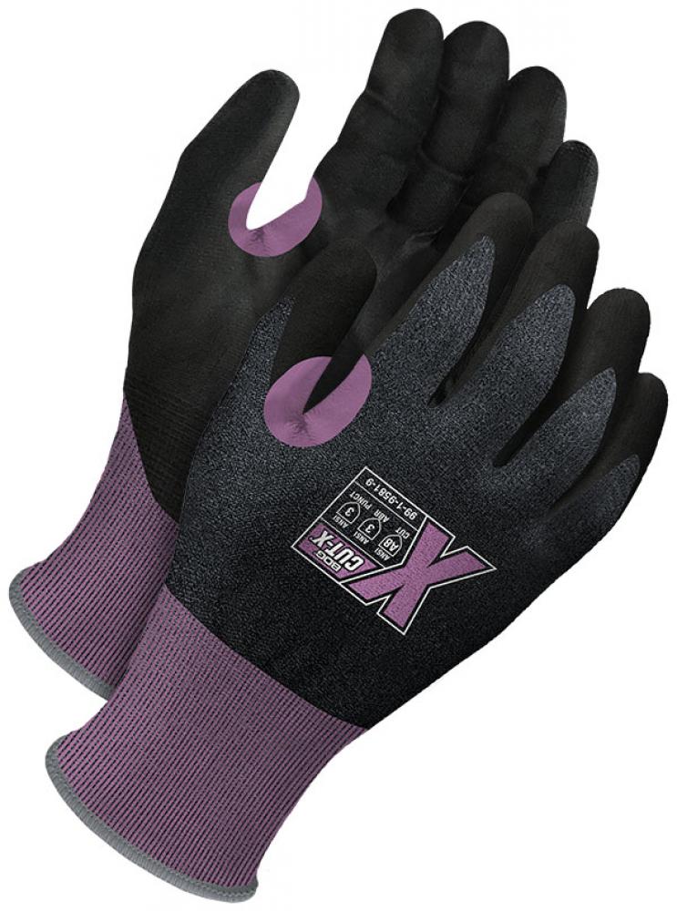 Purple 21G Seamless Knit Cut Resistant Black PU Palm w/ Touchscreen<span class=' ItemWarning' style='display:block;'>Item is usually in stock, but we&#39;ll be in touch if there&#39;s a problem<br /></span>