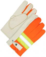 Bob Dale Gloves & Imports Ltd 20-1-982-M - Grain Cowhide Snapback Roper Hi-Viz Spandex Back Orange