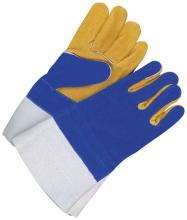 Bob Dale Gloves & Imports Ltd 60-1-887-XL - Welding Glove Split Leather Gauntlet Kevlar Sewn Blue/Gold