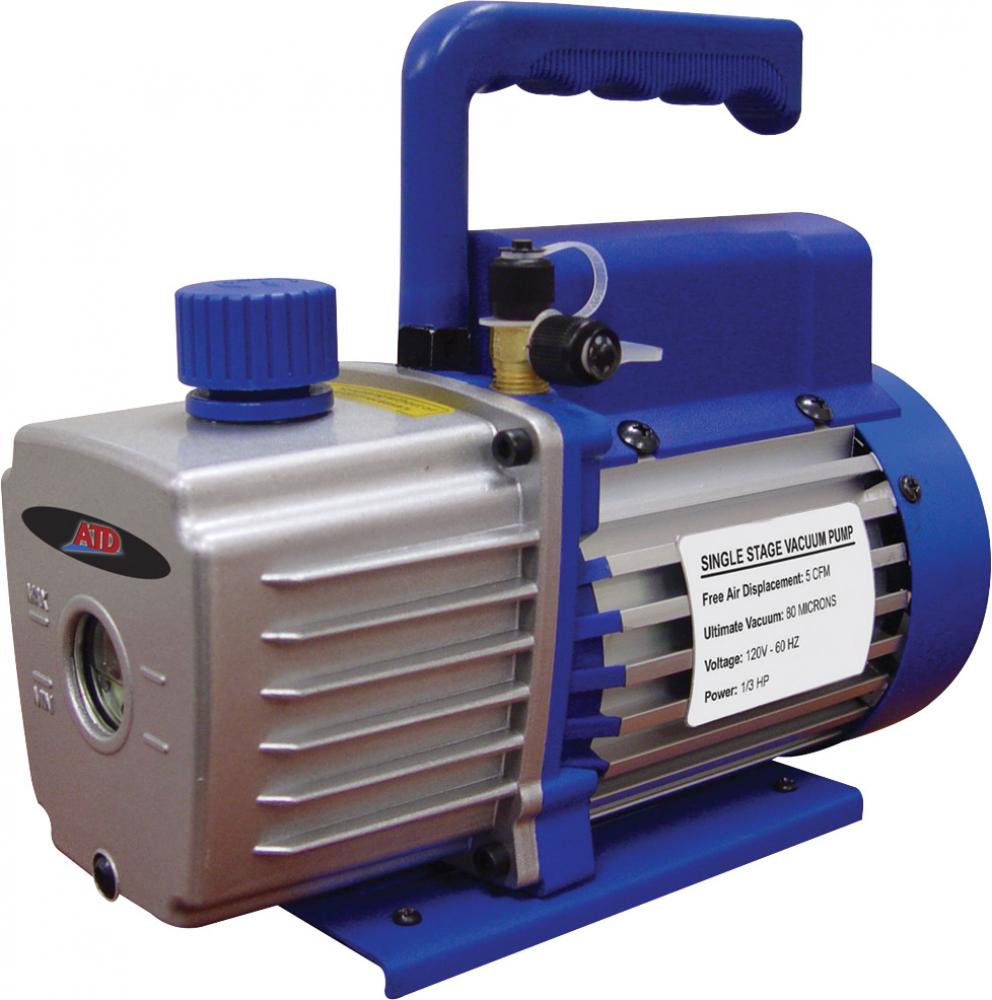 SINGLE STAGE VACUUM PUMP, 5 CFM, 1/3 HP<span class=' ItemWarning' style='display:block;'>Item is usually in stock, but we&#39;ll be in touch if there&#39;s a problem<br /></span>