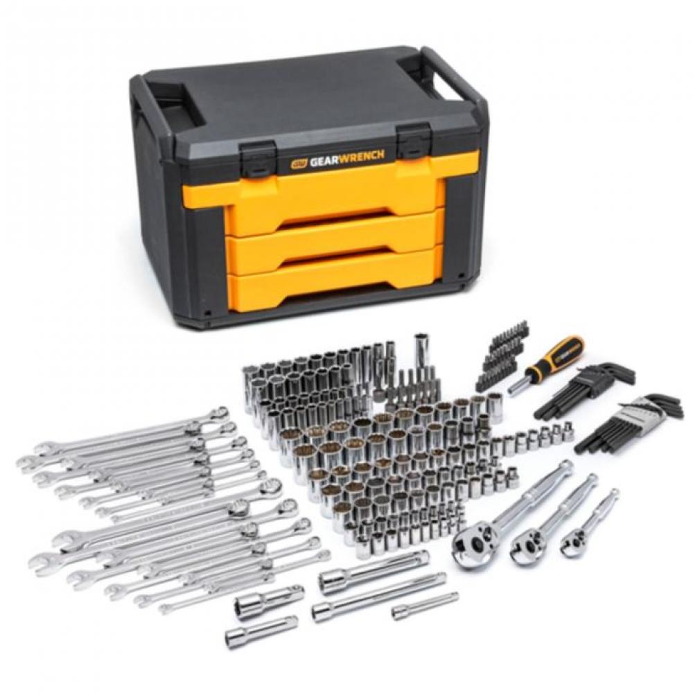 219 Pc. 1/4&#34;, 3/8&#34;, and 1/2&#34; Drive 6 and 12 Point SAE/Metric Mechanics Tool Set<span class=' ItemWarning' style='display:block;'>Item is usually in stock, but we&#39;ll be in touch if there&#39;s a problem<br /></span>