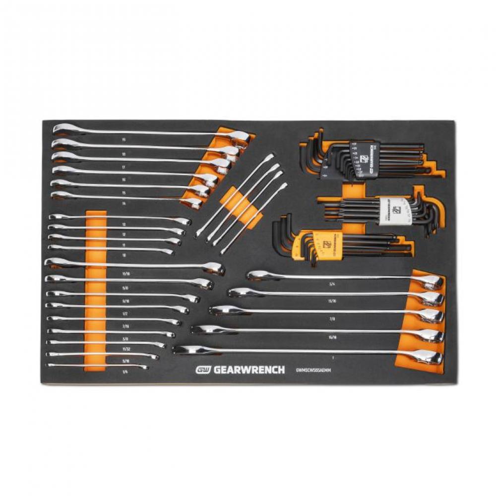 59 Pc. 6 Point Combination Wrench and Hex Key Set in Foam Storage Tray<span class=' ItemWarning' style='display:block;'>Item is usually in stock, but we&#39;ll be in touch if there&#39;s a problem<br /></span>