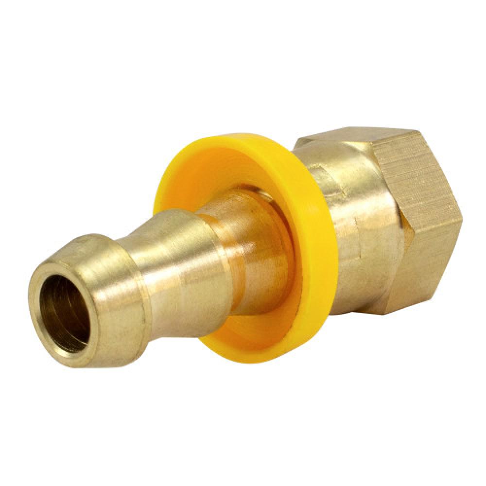 3/8&#34;x3/8&#34; Push-On Hose Ends w/Female JIC 37° Flare Swivel Brass<span class=' ItemWarning' style='display:block;'>Item is usually in stock, but we&#39;ll be in touch if there&#39;s a problem<br /></span>