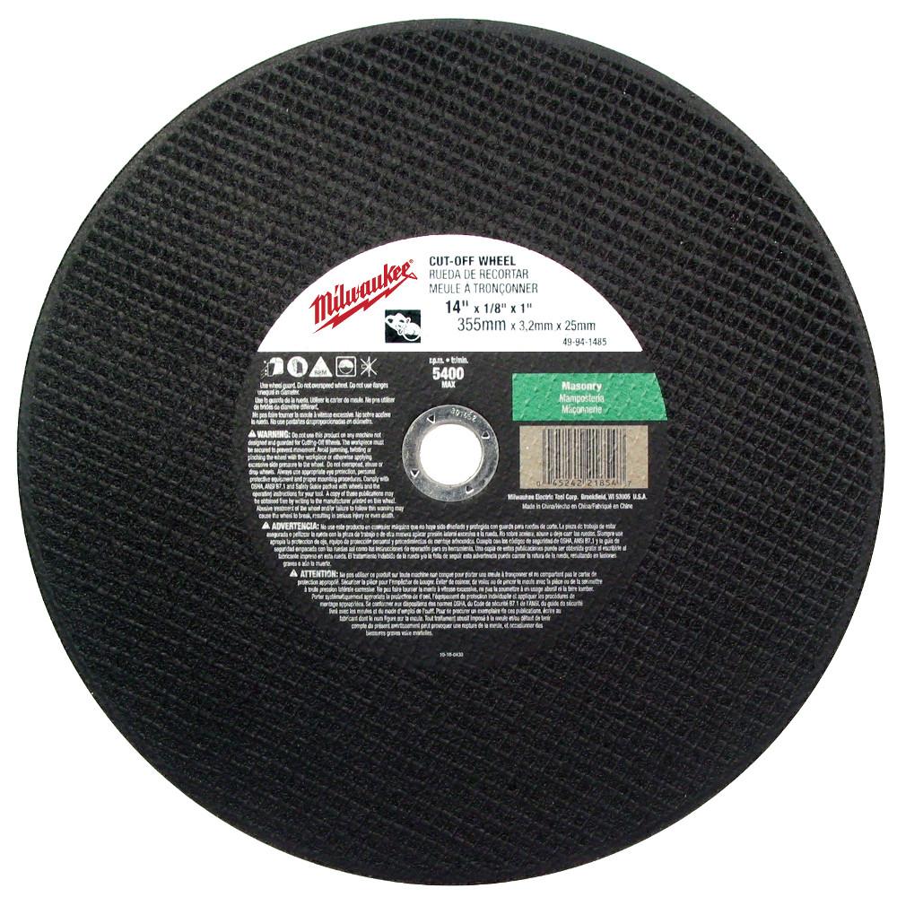 14 in. x 1/8 in. x 1 in. Cut-Off Wheel (Type 1)<span class=' ItemWarning' style='display:block;'>Item is usually in stock, but we&#39;ll be in touch if there&#39;s a problem<br /></span>