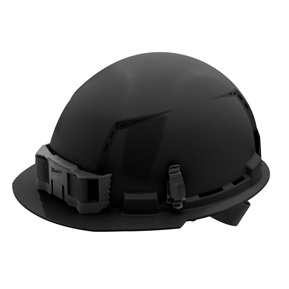 Black Front Brim Vented Hard Hat w/4pt Ratcheting Suspension - Type 1, Class C<span class=' ItemWarning' style='display:block;'>Item is usually in stock, but we&#39;ll be in touch if there&#39;s a problem<br /></span>