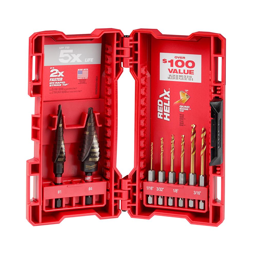 8 Pc Impact Step and Drill Bit Set<span class=' ItemWarning' style='display:block;'>Item is usually in stock, but we&#39;ll be in touch if there&#39;s a problem<br /></span>