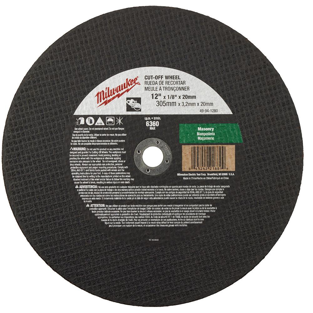 12 in. x 1/8 in. x 20 mm Cut-Off Wheel (Type 1)<span class=' ItemWarning' style='display:block;'>Item is usually in stock, but we&#39;ll be in touch if there&#39;s a problem<br /></span>