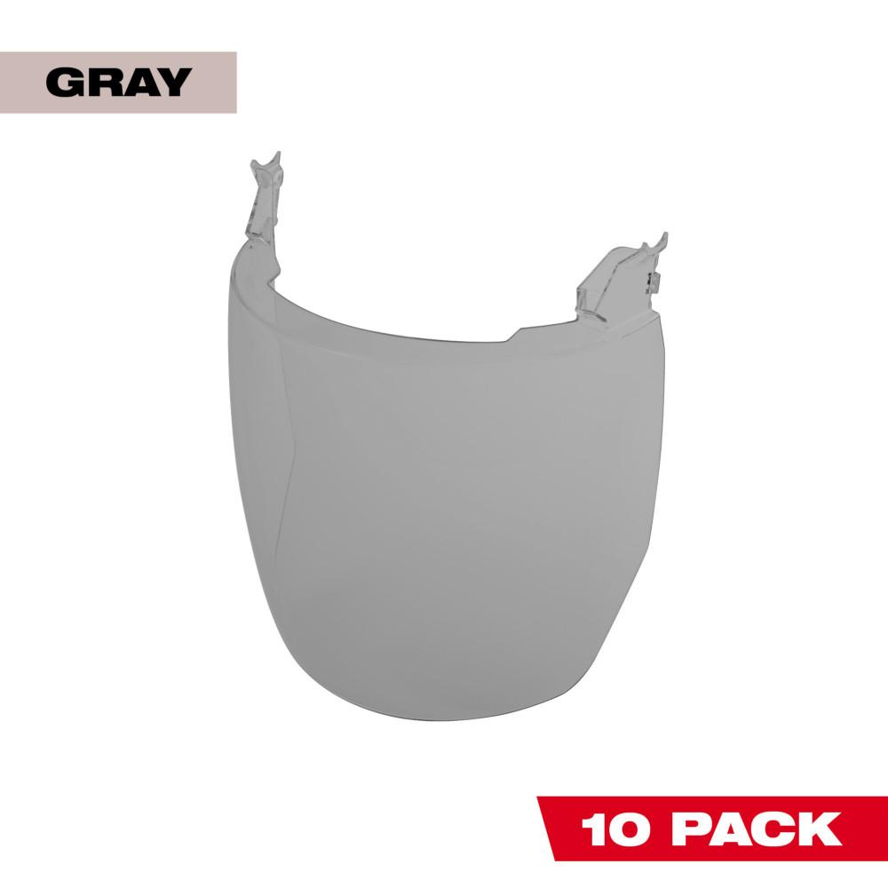 10pk Gray Face Shield Replacement Lenses (No-brim Helmet Only Mount)<span class=' ItemWarning' style='display:block;'>Item is usually in stock, but we&#39;ll be in touch if there&#39;s a problem<br /></span>