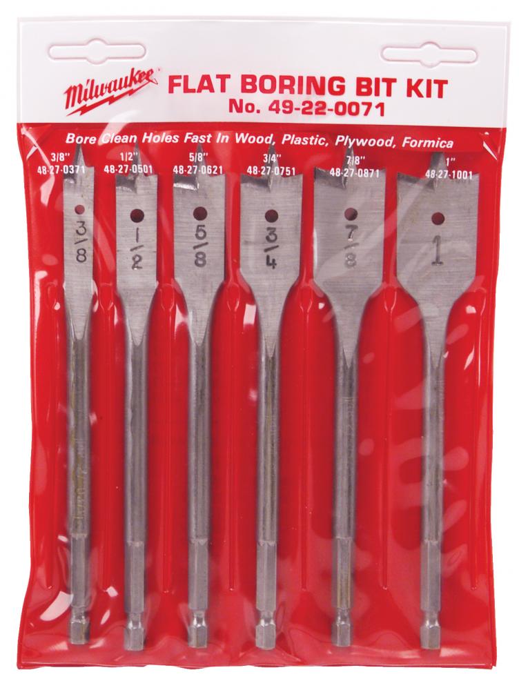 6 Piece Universal Flat Boring Bit Kit<span class=' ItemWarning' style='display:block;'>Item is usually in stock, but we&#39;ll be in touch if there&#39;s a problem<br /></span>