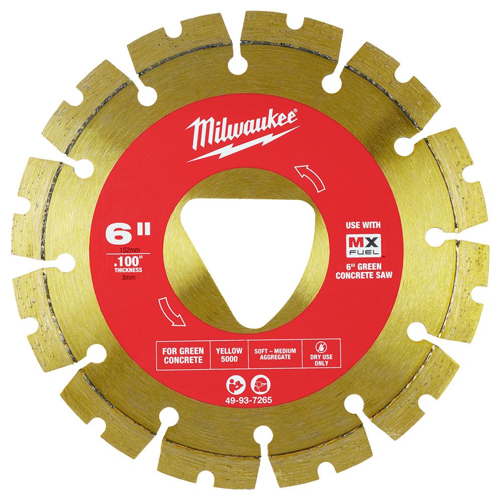 Yellow 6” x .100” Diamond Blade for Green Concrete<span class=' ItemWarning' style='display:block;'>Item is usually in stock, but we&#39;ll be in touch if there&#39;s a problem<br /></span>