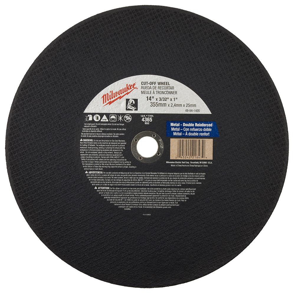 14 in. x 3/32 in. x 1 in. Cut-Off Wheel (Type 1)<span class=' ItemWarning' style='display:block;'>Item is usually in stock, but we&#39;ll be in touch if there&#39;s a problem<br /></span>