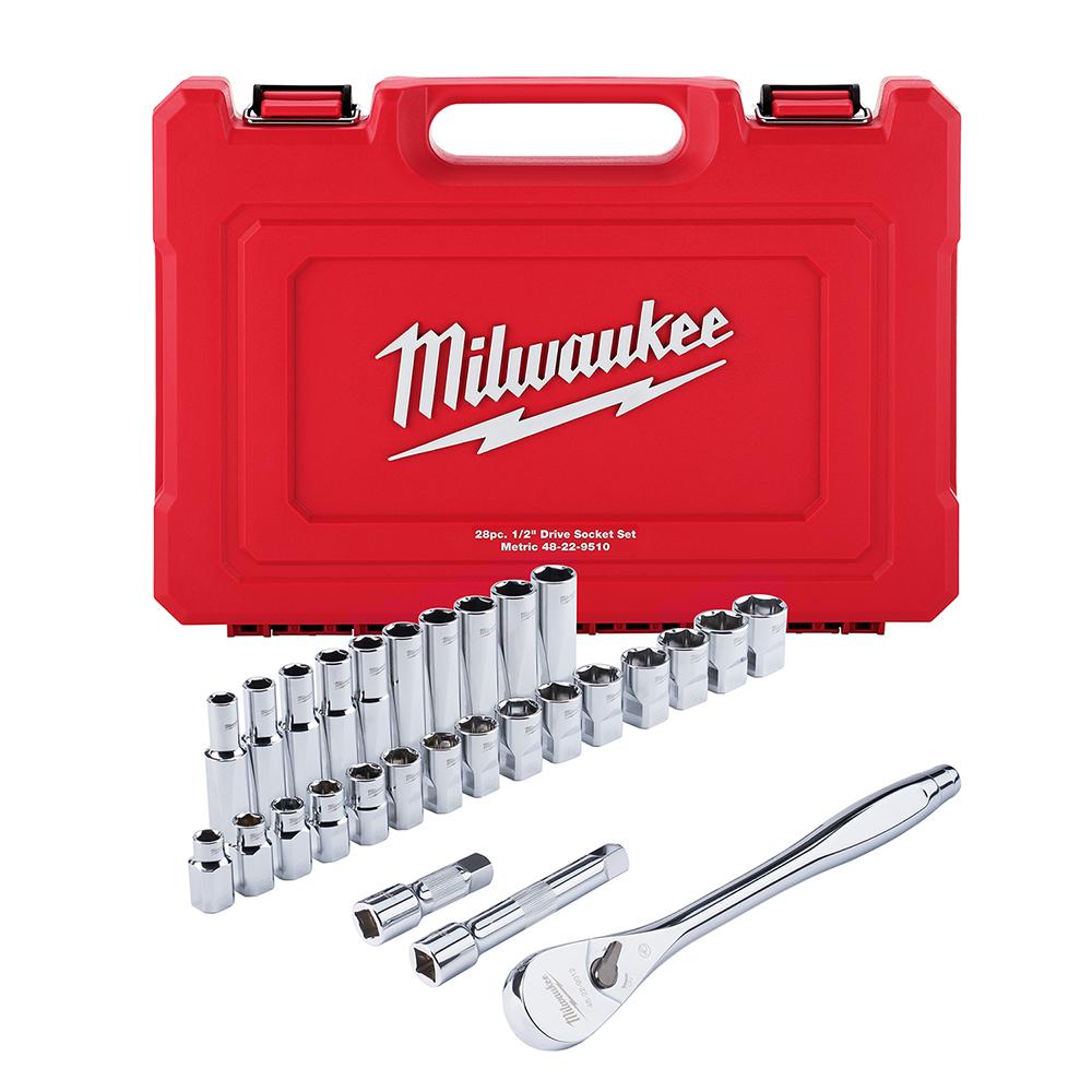 28 pc. 1/2 in. Socket Wrench Set (Metric)<span class=' ItemWarning' style='display:block;'>Item is usually in stock, but we&#39;ll be in touch if there&#39;s a problem<br /></span>