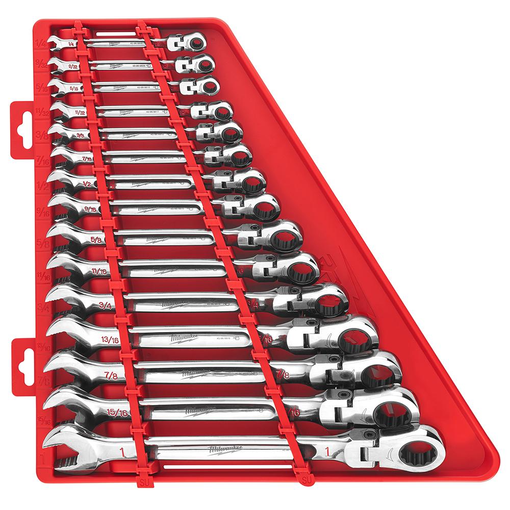 15pc SAE Flex Head Ratcheting Combination Wrench Set<span class=' ItemWarning' style='display:block;'>Item is usually in stock, but we&#39;ll be in touch if there&#39;s a problem<br /></span>