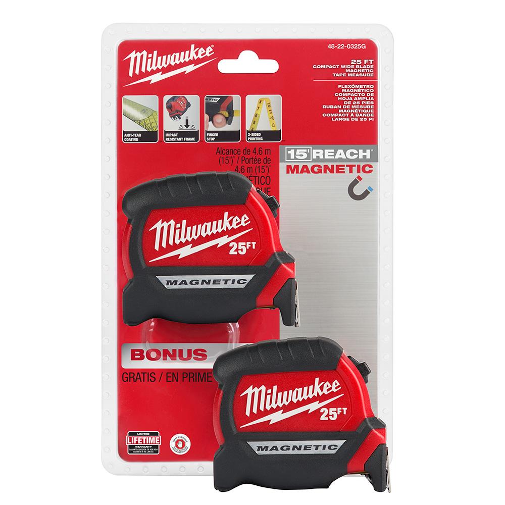 25&#39; Compact Wide Blade Magnetic Tape Measure 2-Pack<span class=' ItemWarning' style='display:block;'>Item is usually in stock, but we&#39;ll be in touch if there&#39;s a problem<br /></span>