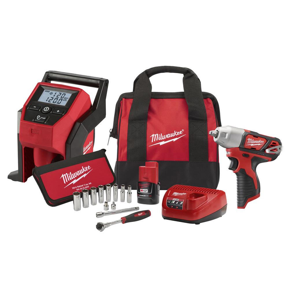 M12™ 3/8 in. Impact Wrench Kit w/Inflator<span class=' ItemWarning' style='display:block;'>Item is usually in stock, but we&#39;ll be in touch if there&#39;s a problem<br /></span>