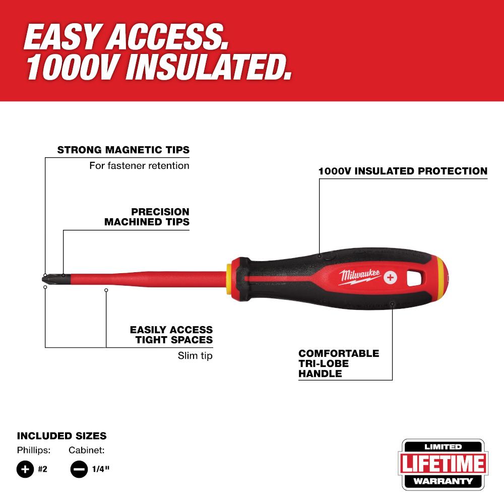 2pc 1000V Insulated Slim Tip Screwdriver Set<span class=' ItemWarning' style='display:block;'>Item is usually in stock, but we&#39;ll be in touch if there&#39;s a problem<br /></span>