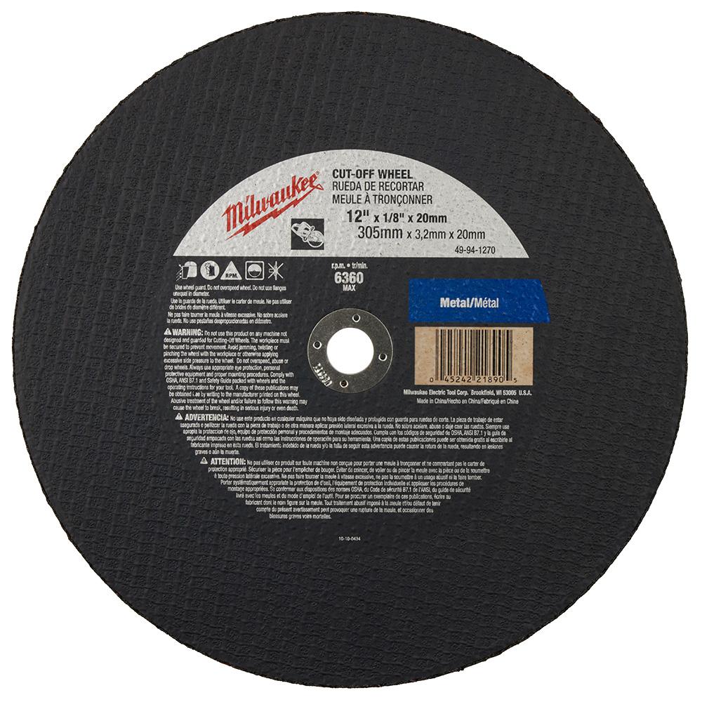 12 in. x 1/8 in. x 20 mm Cut-Off Wheel (Type 1)<span class=' ItemWarning' style='display:block;'>Item is usually in stock, but we&#39;ll be in touch if there&#39;s a problem<br /></span>