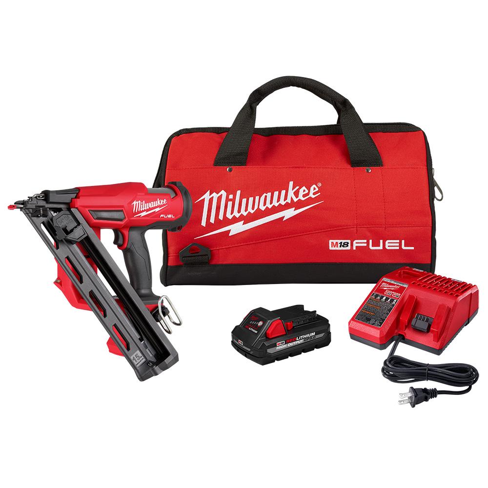 M18 FUEL™ 15GA Angled Finish Nailer HIGH OUTPUT™ Kit<span class=' ItemWarning' style='display:block;'>Item is usually in stock, but we&#39;ll be in touch if there&#39;s a problem<br /></span>